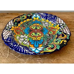 Vintage Boho Mexican Hand Painted Platter