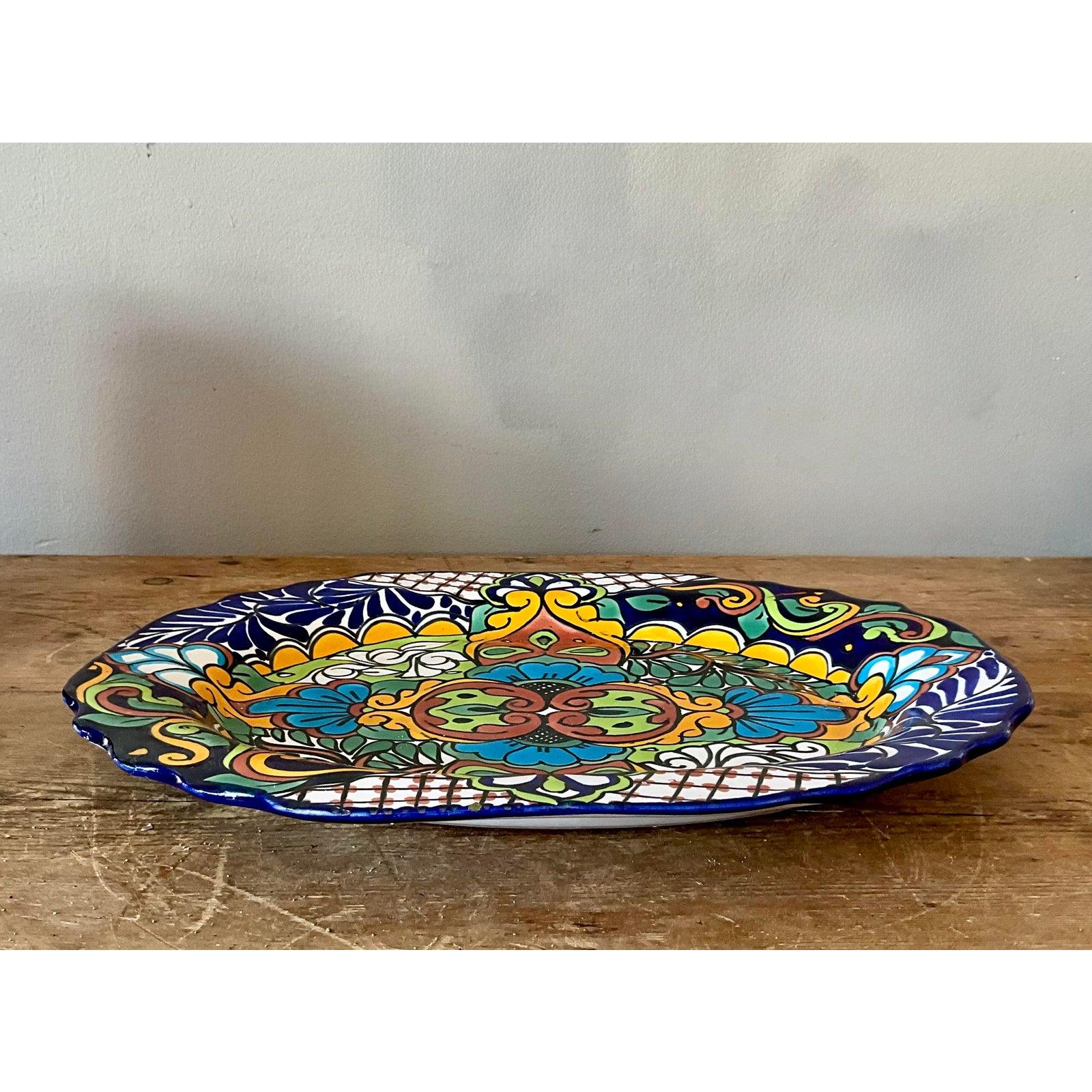 Mexicain Plateau vintage boho mexicain peint à la main en vente