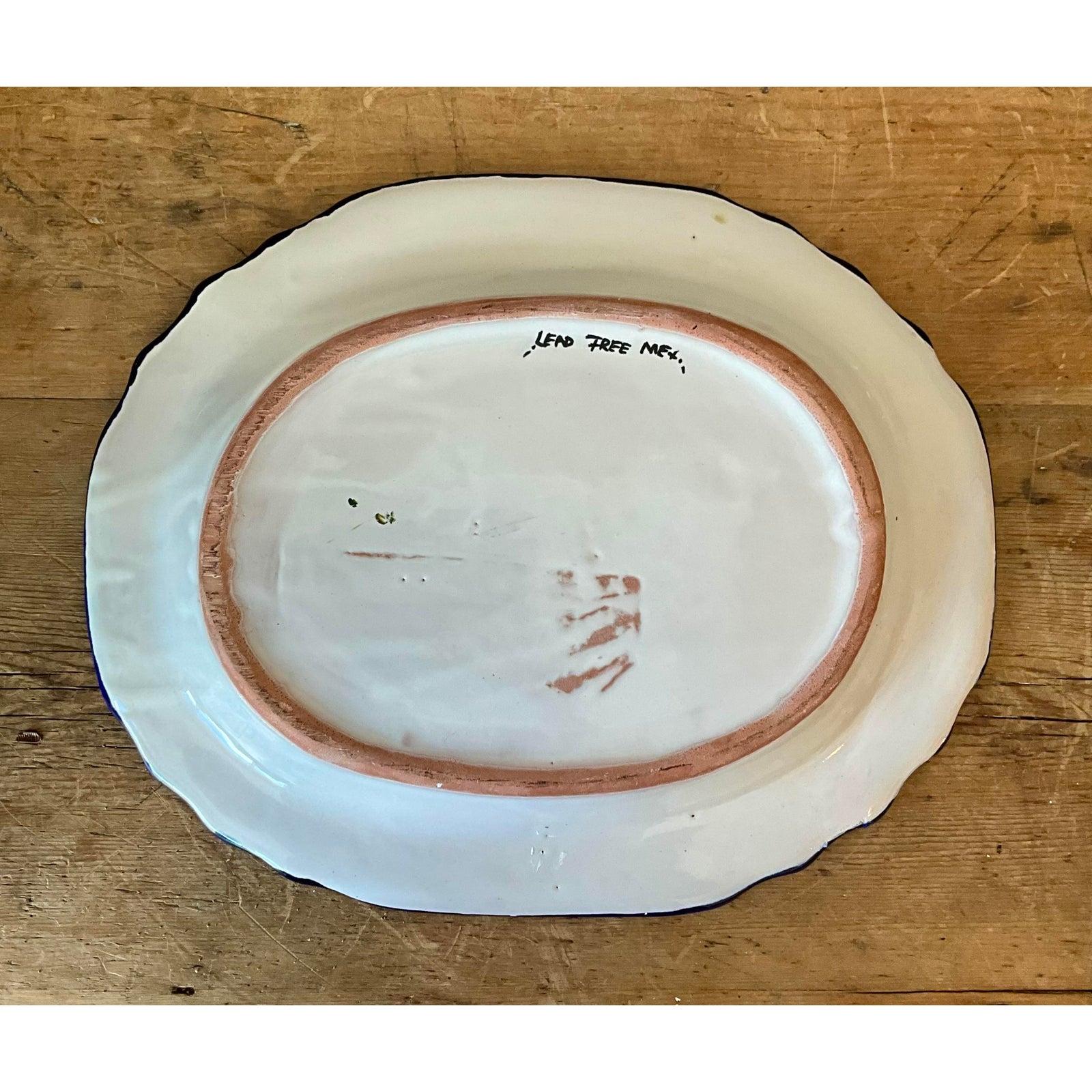 Plateau vintage boho mexicain peint à la main Bon état - En vente à West Palm Beach, FL