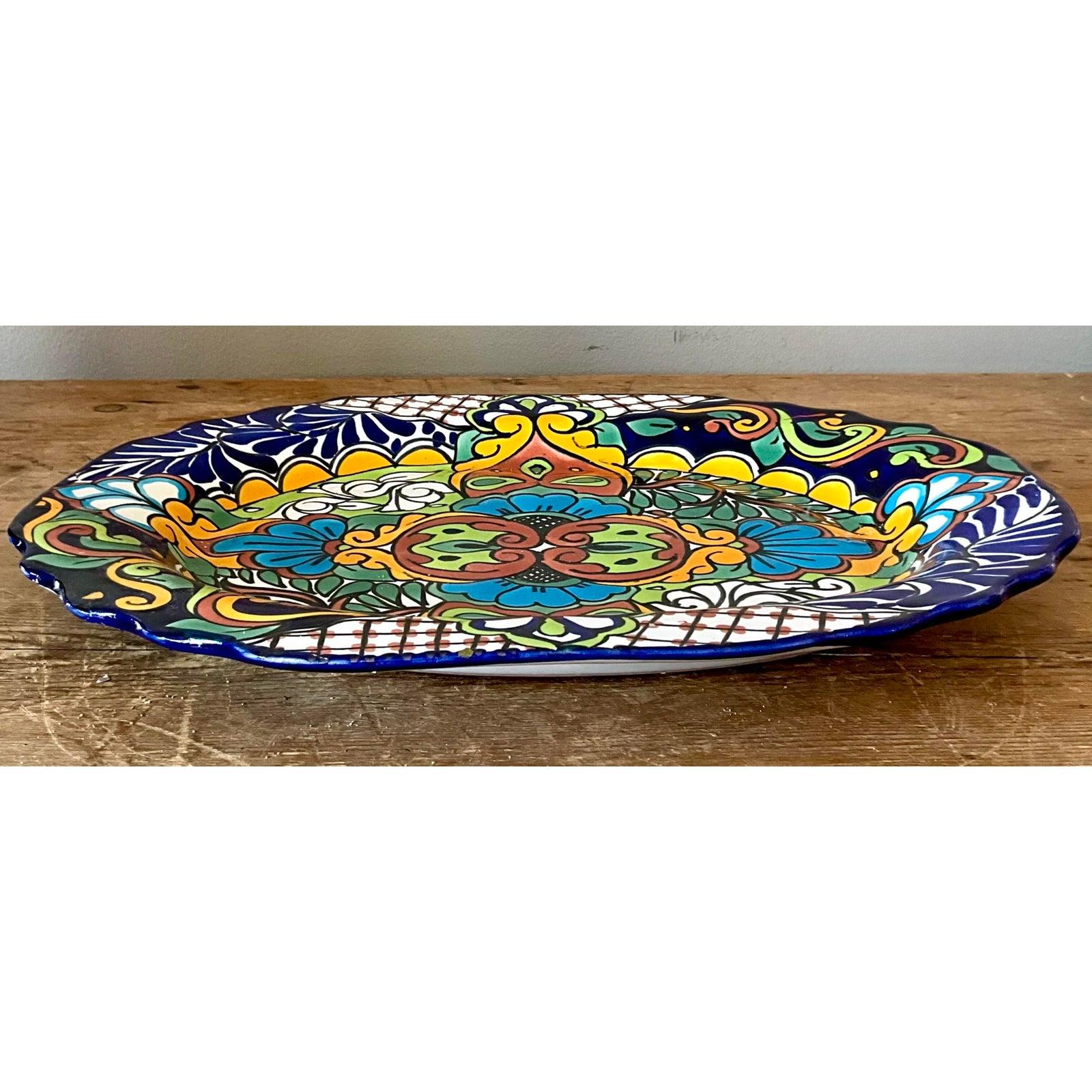 20ième siècle Plateau vintage boho mexicain peint à la main en vente