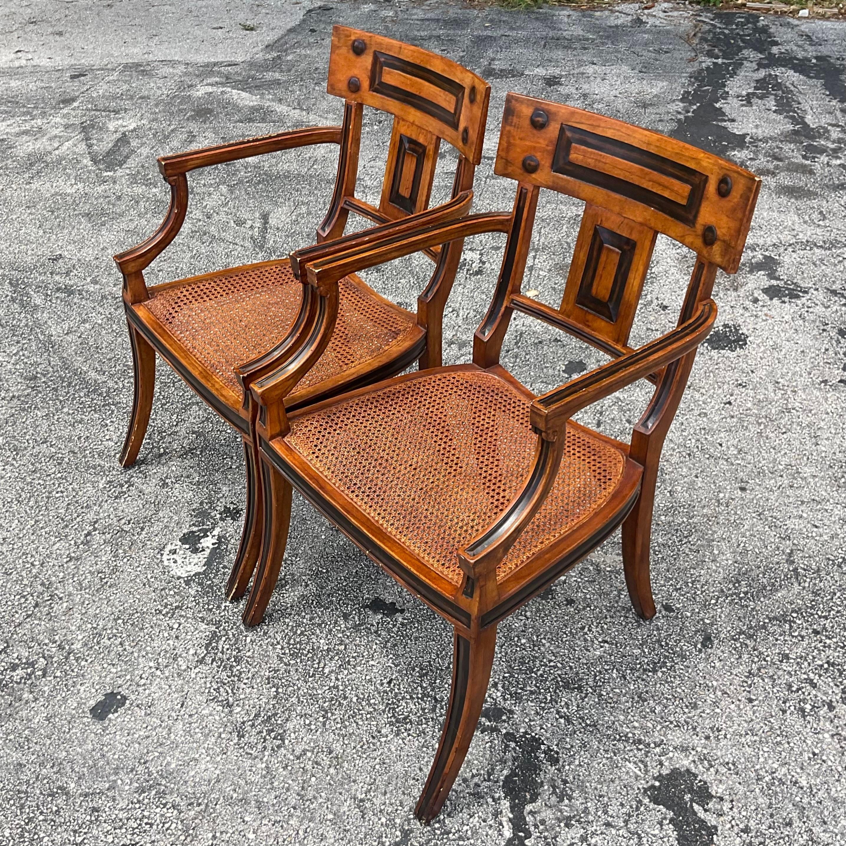Américain Paire de chaises Klismos vintage Boho Michael Taylor pour Baker en vente