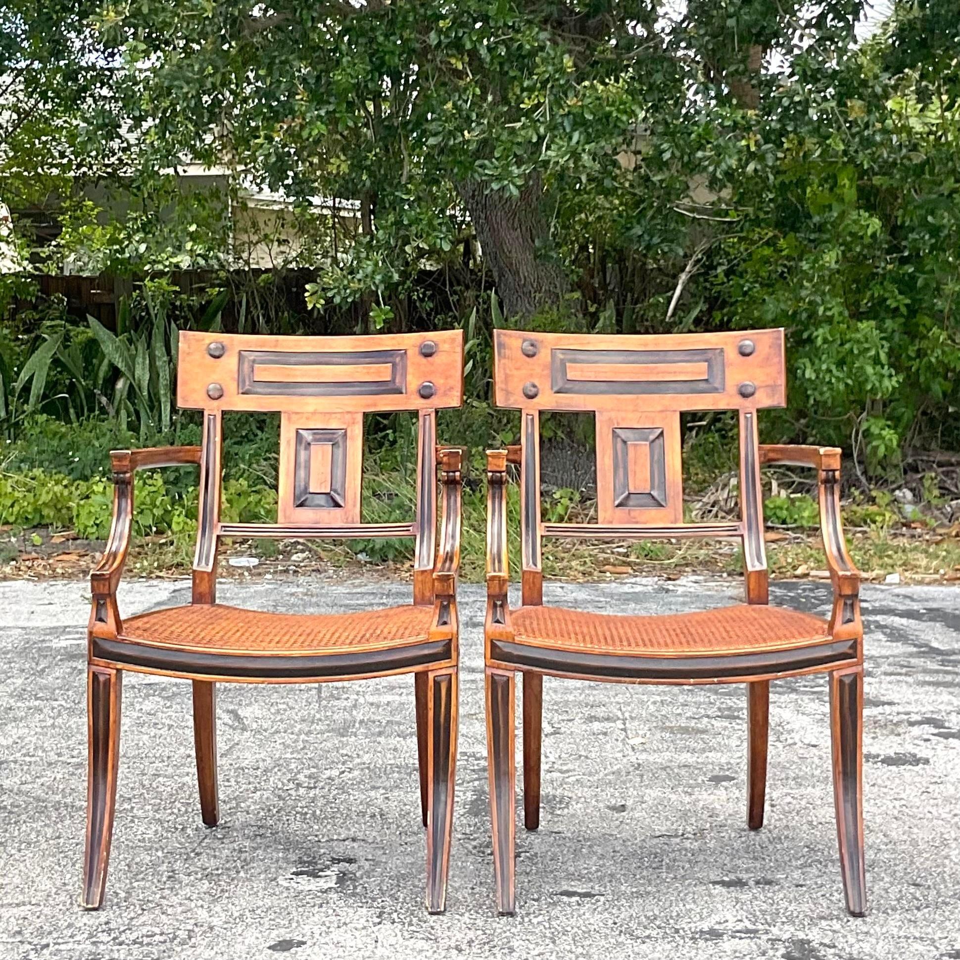 Vintage Boho Michael Taylor for Baker Klismos Chairs - a Pair For Sale 1