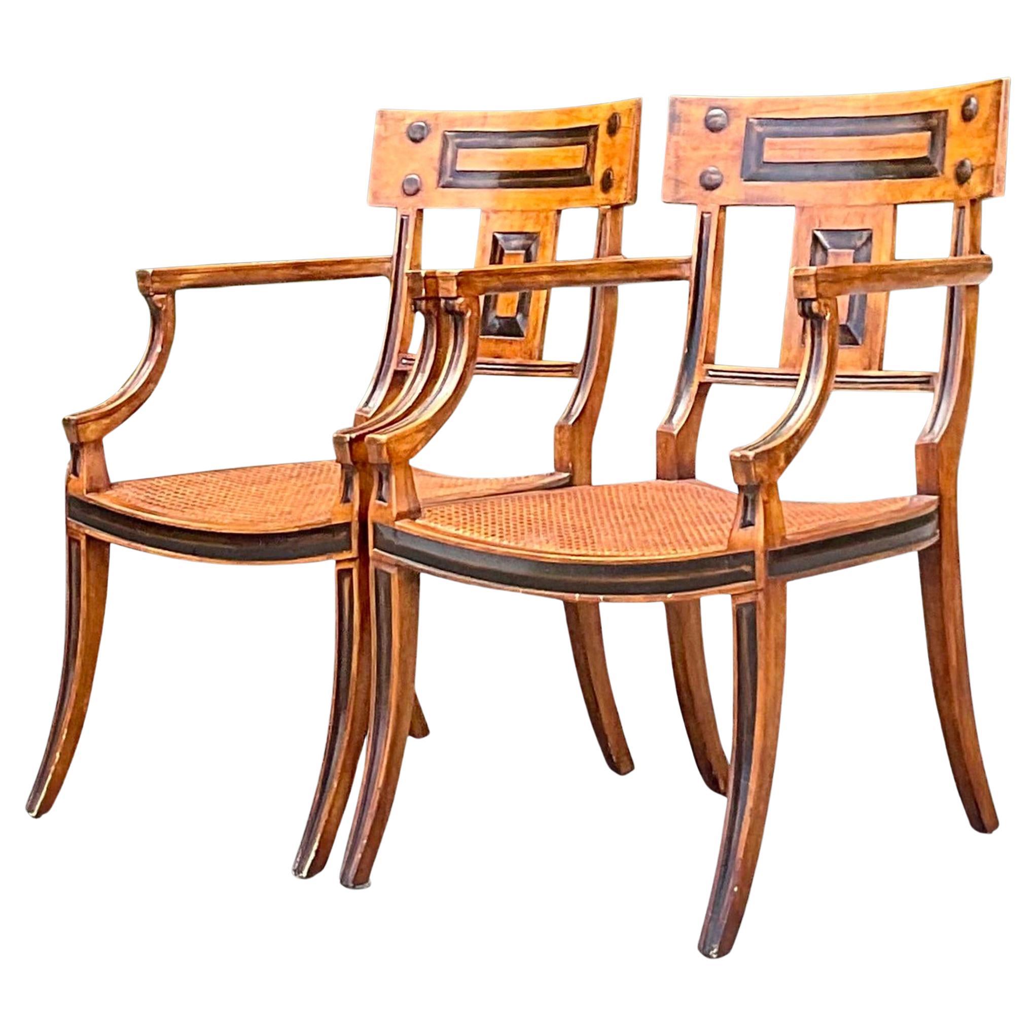 Paire de chaises Klismos vintage Boho Michael Taylor pour Baker en vente
