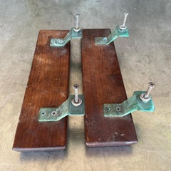 Vintage Boho Mid-Century Modern Patinated Abstract Geometric Door Pulls - a Pr