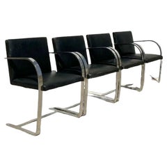 Vintage Boho Mies Van Der Rohe Brno Leather Dining Chairs - Set of 4
