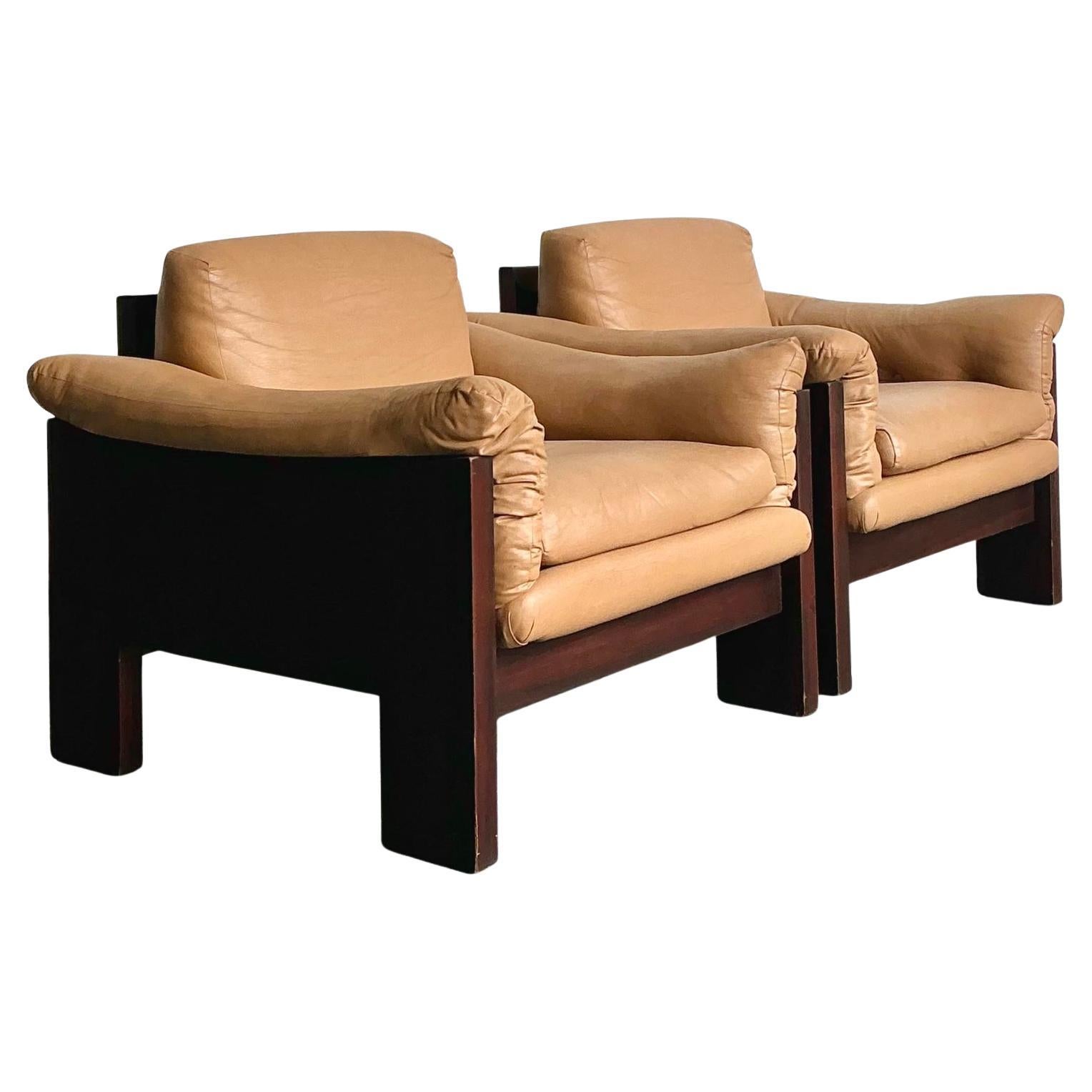 Vintage Boho Milo Baughman für Thayer Coggin Fall Lounge Stühle - ein Paar