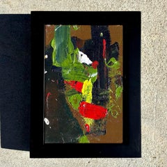 Vintage Boho Miniature Painting in Wood Frame