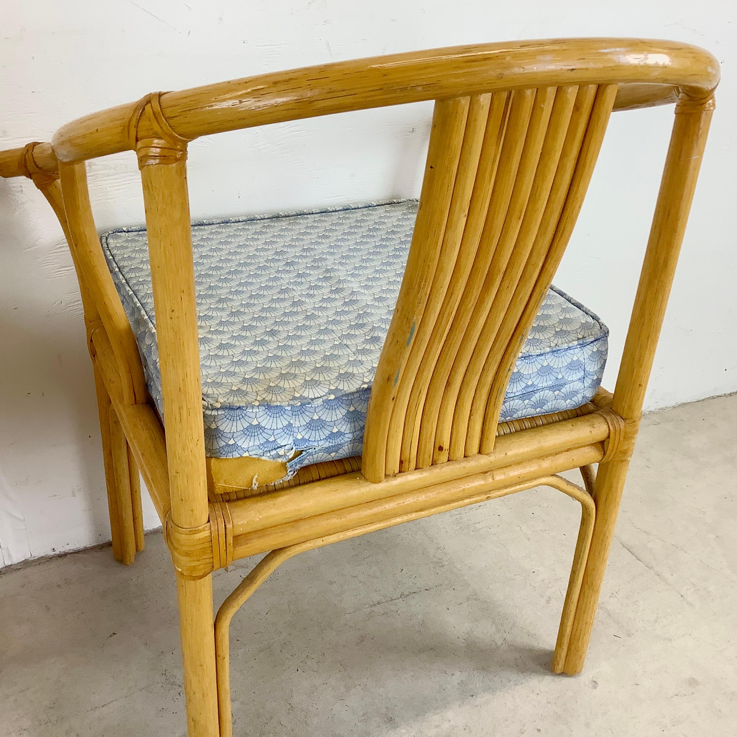 Vintage Boho Modern Bamboo Armchairs, Set of Four For Sale 5