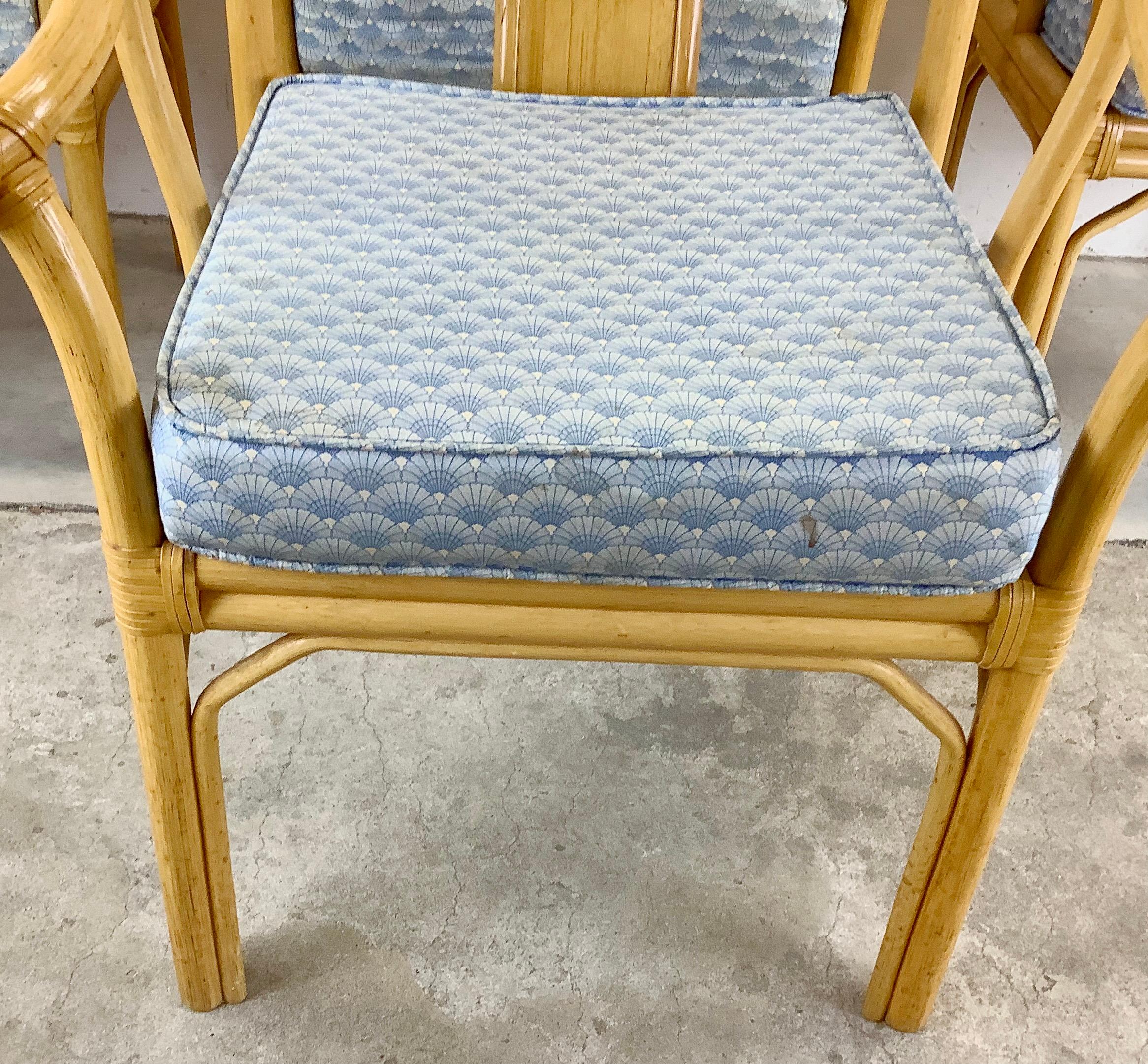 Vintage Boho Modern Bamboo Armchairs, Set of Four For Sale 11
