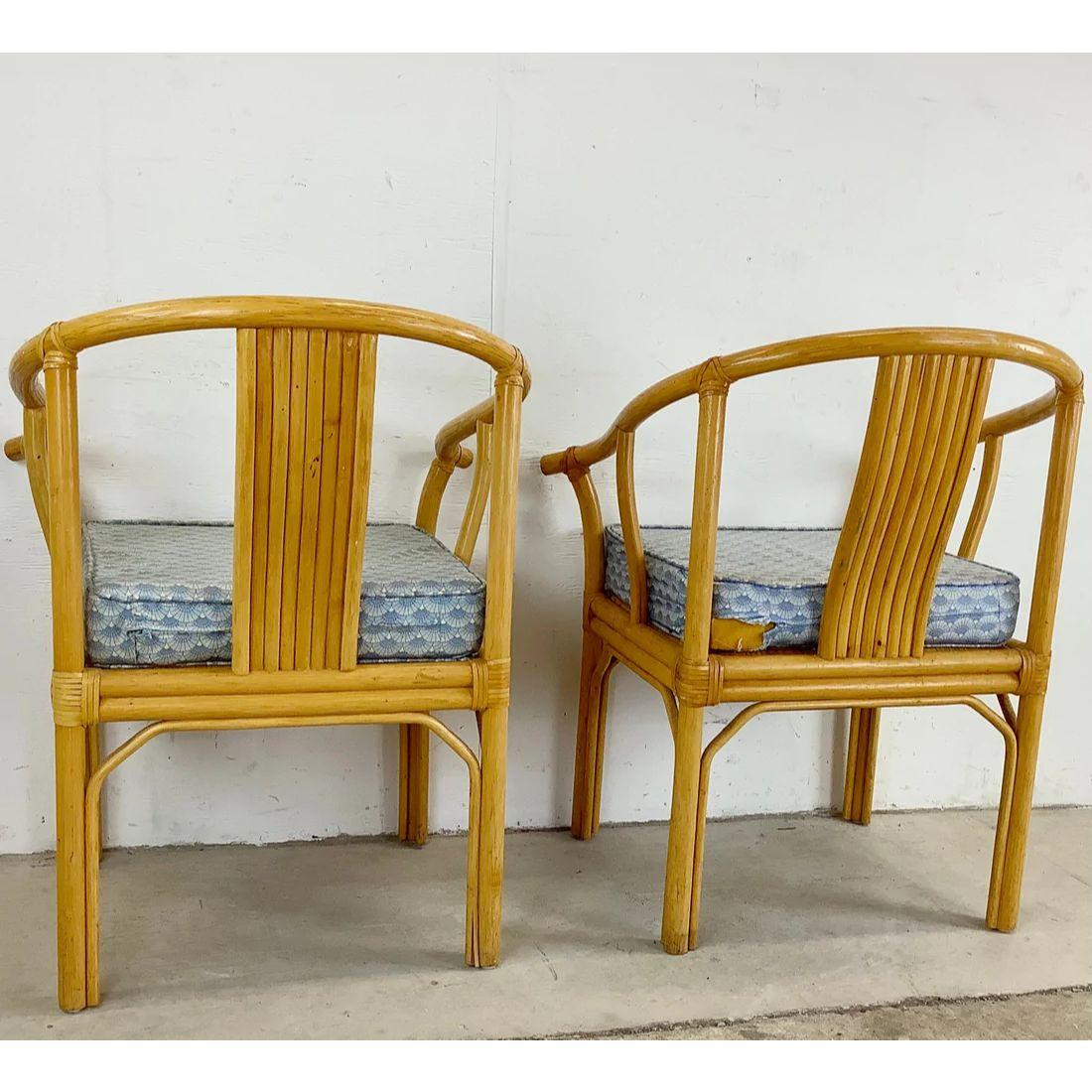 Unknown Vintage Boho Modern Bamboo Armchairs, Set of Four For Sale