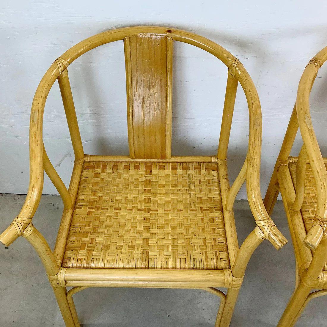 Vintage Boho Modern Bamboo Armchairs, Set of Four In Good Condition For Sale In Trenton, NJ