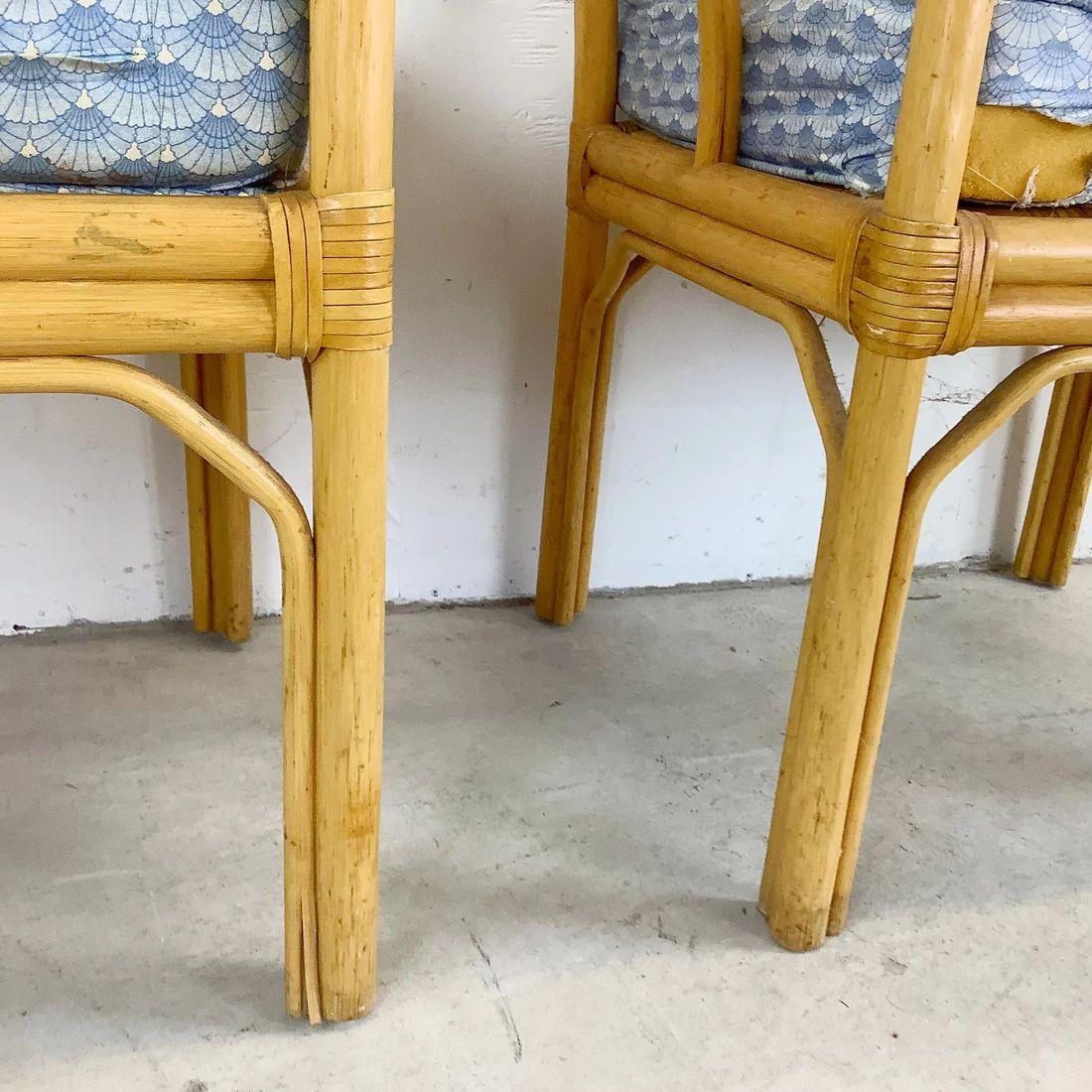 Vintage Boho Modern Bamboo Armchairs, Set of Four For Sale 1
