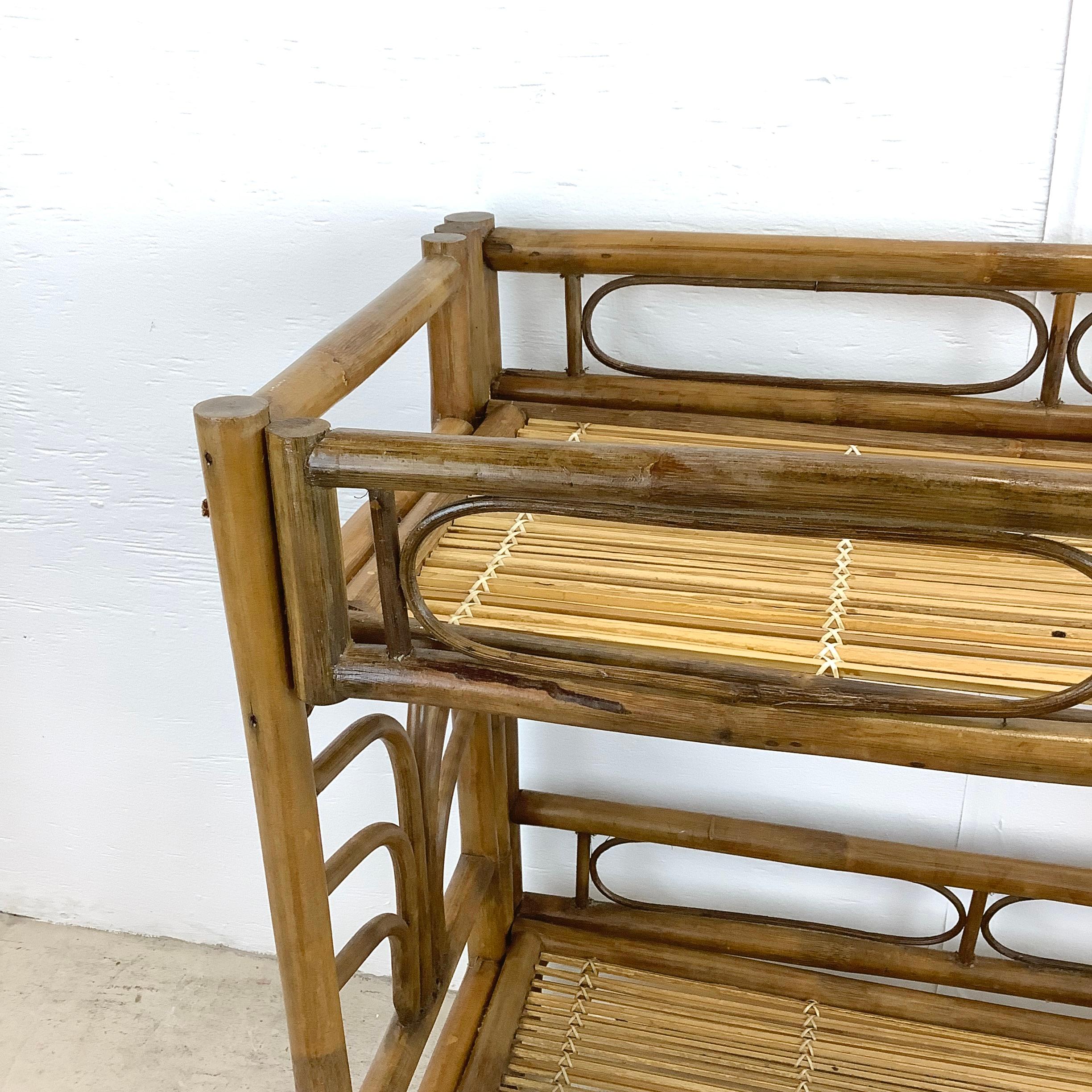 Other Vintage Boho Modern Bamboo Bar Cart