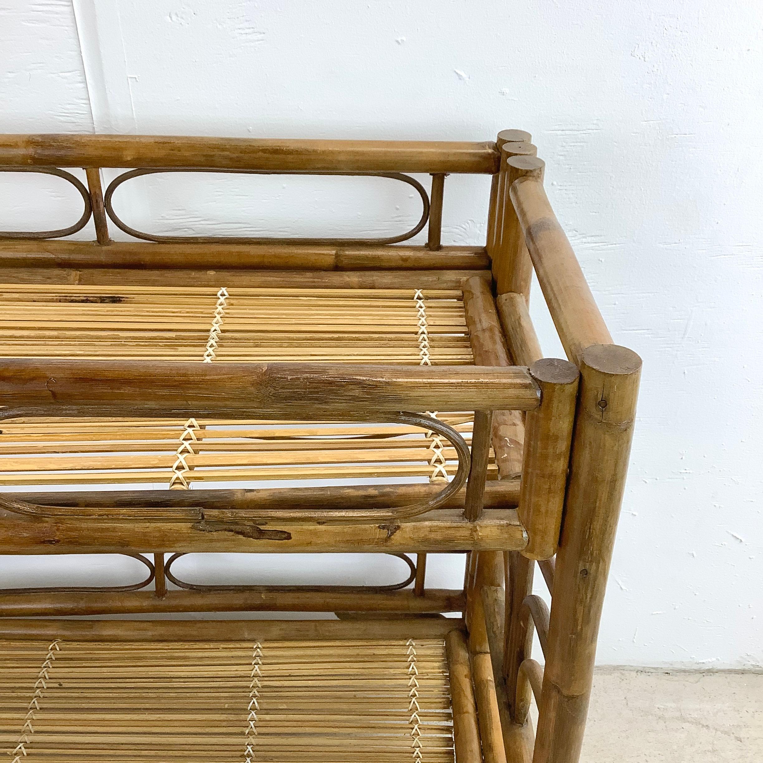 Vintage Boho Modern Bamboo Bar Cart In Good Condition In Trenton, NJ