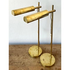 Vintage Boho Modernist Brass Table Lamps - A Pair