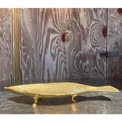 Vintage Boho Molded Brass Fish Tray