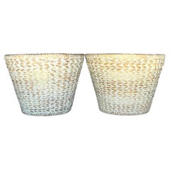 Vintage Boho Molded Plaster Over Fiberglass Pots - a Pair