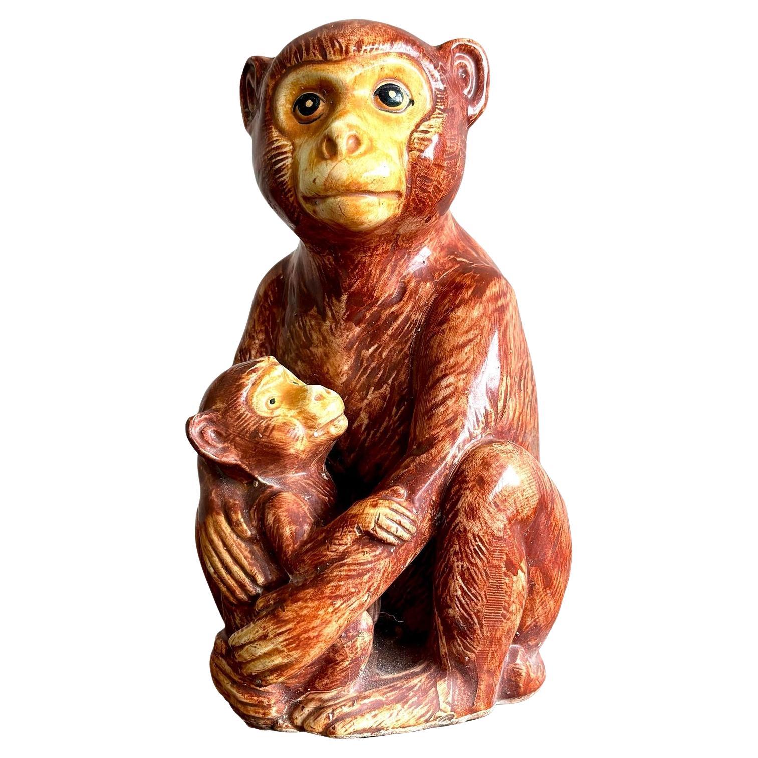 Vintage Boho Affe Paar Statue