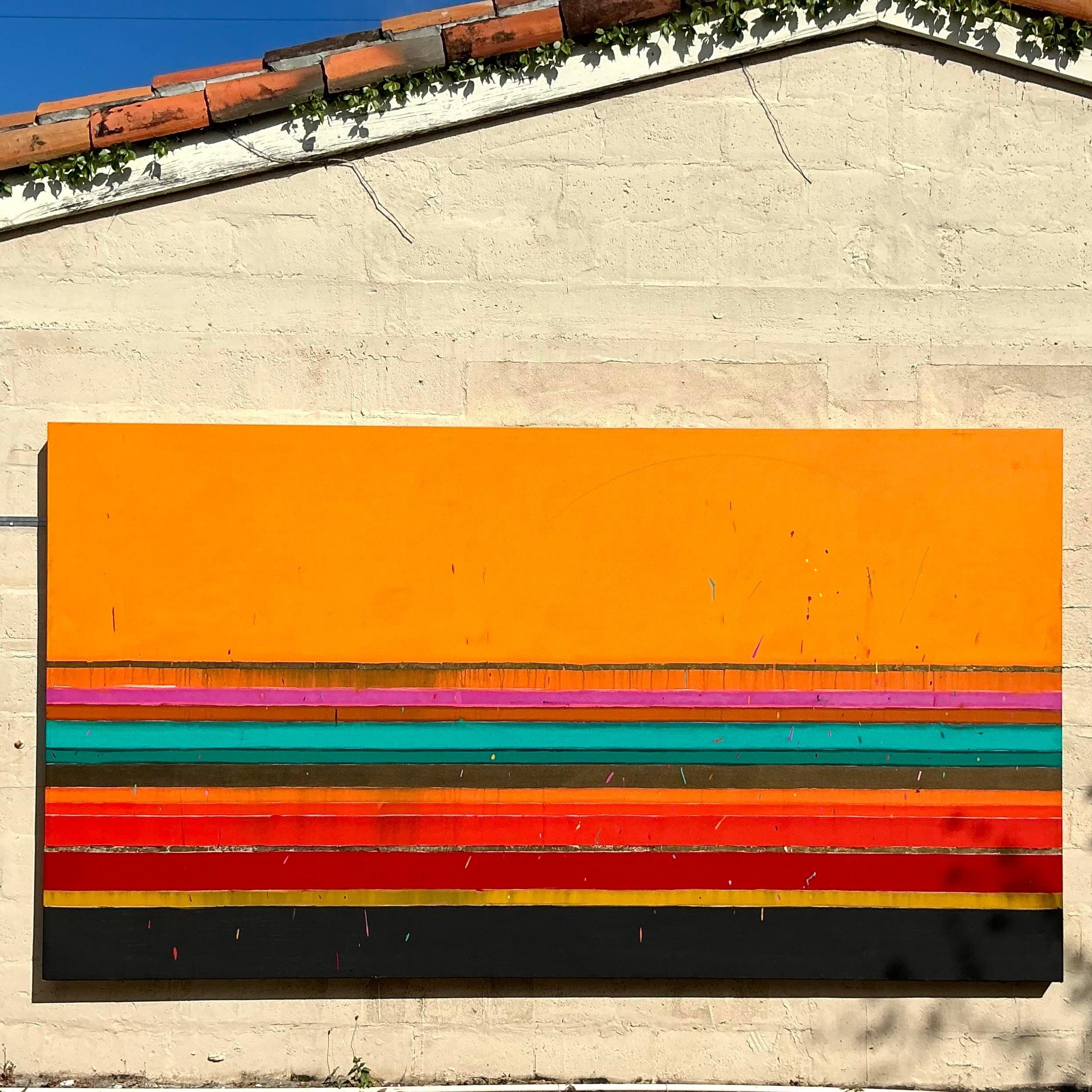 Boho Monumental 1988 - Peinture à l'huile abstraite graphique originale sur toile en vente 2