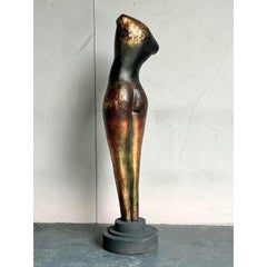 Vintage Boho Monumental Abstract Figurative Sculpture of Woman