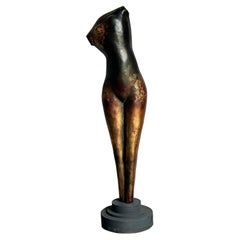 Vintage Boho Monumental Abstract Figurative Sculpture of Woman