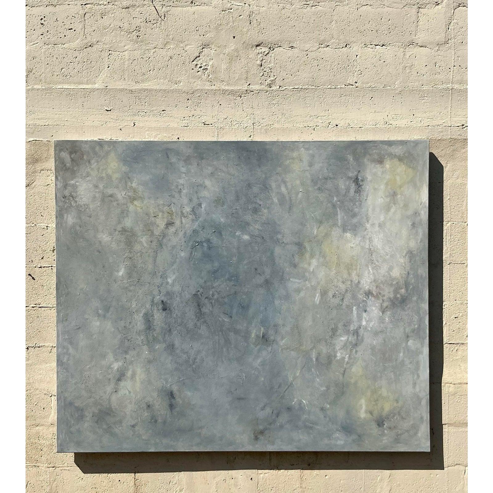 Vintage Boho Monumental Abstrakt Öl auf Leinwand im Zustand „Gut“ im Angebot in west palm beach, FL