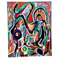 Vintage Boho Monumental Abstracto Óleo sobre lienzo
