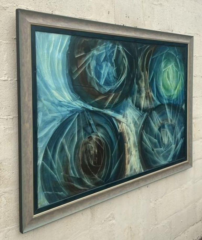 Vintage Boho Monumental Abstraktes Ölgemälde auf Leinwand im Angebot 1