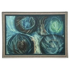 Vintage Boho Pintura al óleo abstracta monumental sobre lienzo