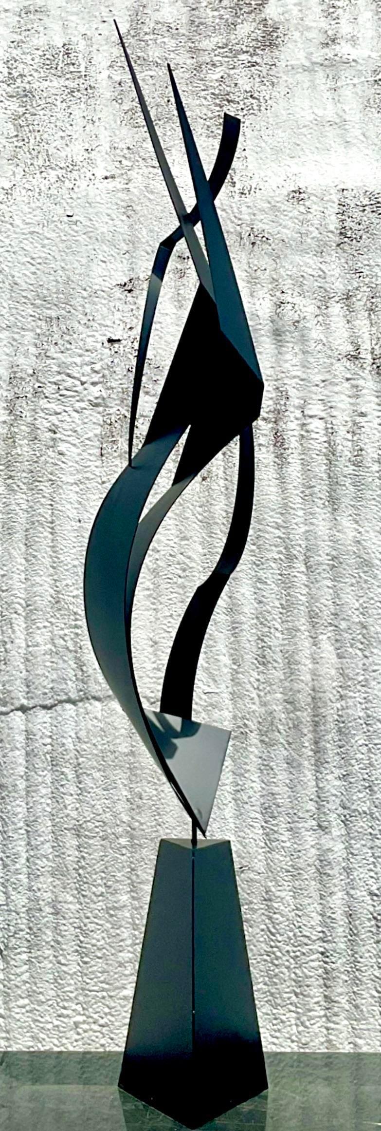 American Vintage Boho Monumental Abstract Steel Sculpture For Sale