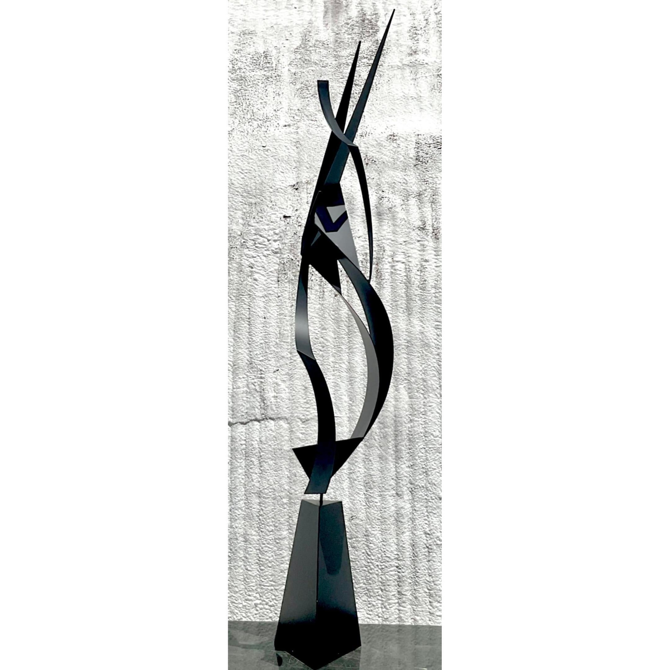 20th Century Vintage Boho Monumental Abstract Steel Sculpture For Sale