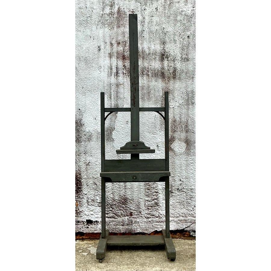 Vintage Boho Monumental Artist Easel In Good Condition For Sale In west palm beach, FL