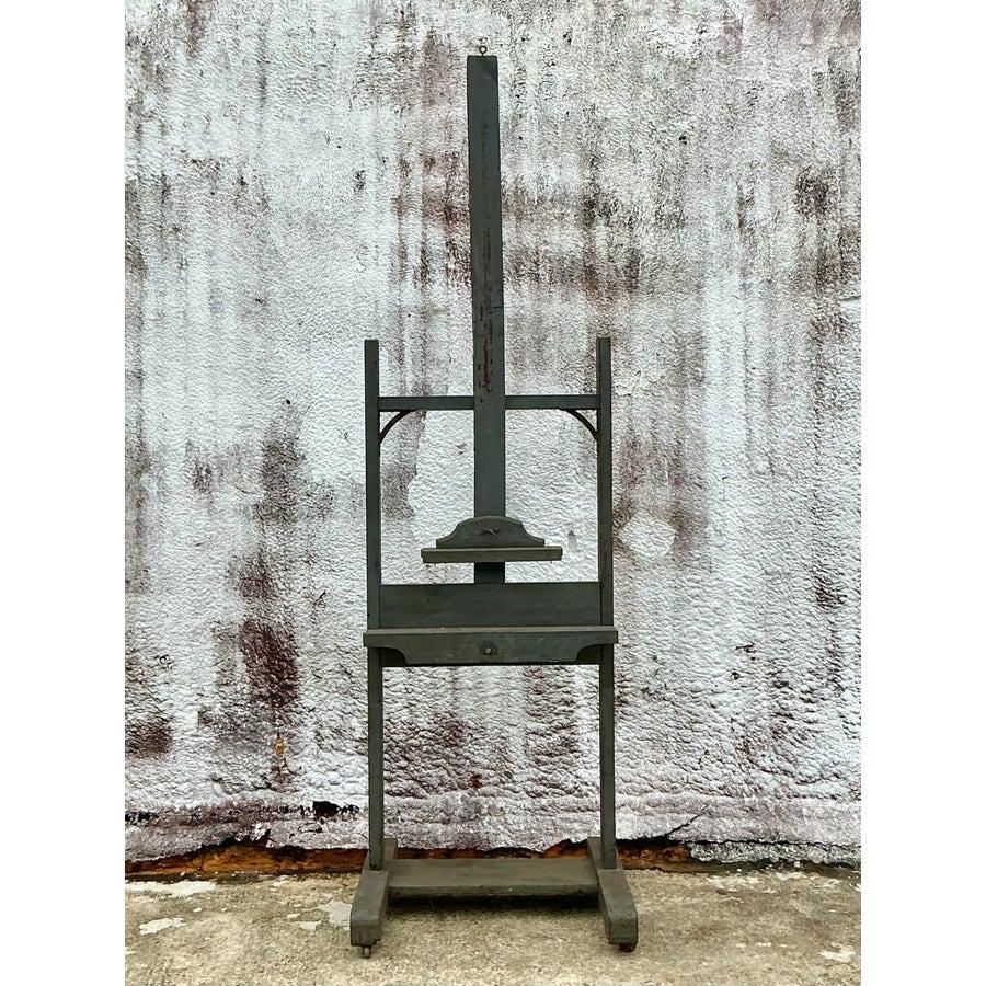 Metal Vintage Boho Monumental Artist Easel For Sale