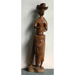 Vintage Boho Monumental Carved Musician