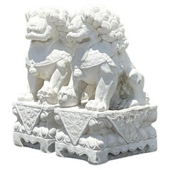 Perros Foo Vintage Boho Monumentales Tallados en Piedra - Un Par