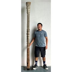 Vintage Boho Monumental Carved Totem Sculpture