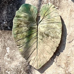 Vintage Boho Monumental Cast Concrete Elephant Ear Leaf
