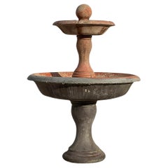 Antique Boho Monumental Cast Concrete Fountain