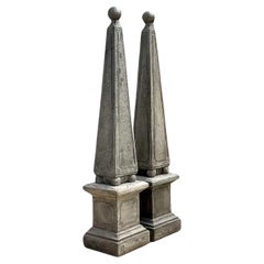 Vintage Boho Monumental Cast Concrete Obelisk - a Pair