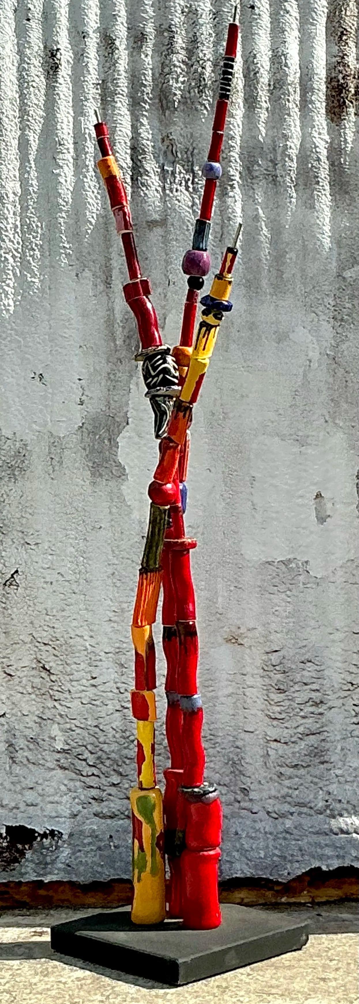 Organico moderno Scultura monumentale di perline in ceramica vintage Boho in vendita