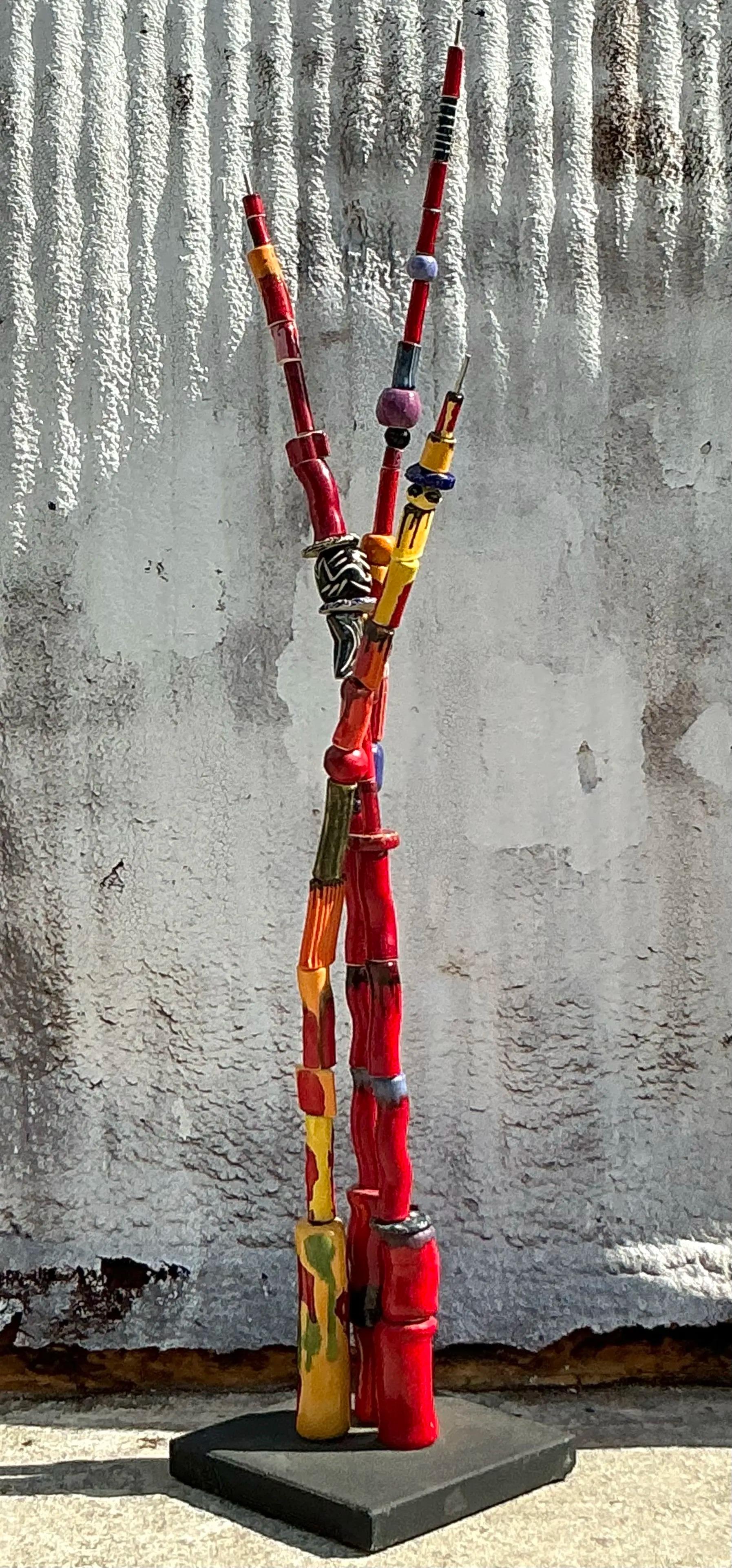 XX secolo Scultura monumentale di perline in ceramica vintage Boho in vendita