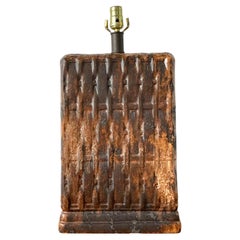 Vintage Boho Monumental Ceramic Weave Lamp