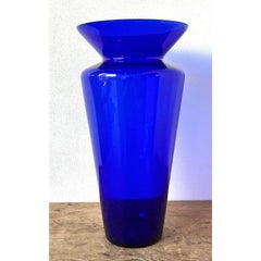 Vintage Boho Monumental Cobalt Glass Vase