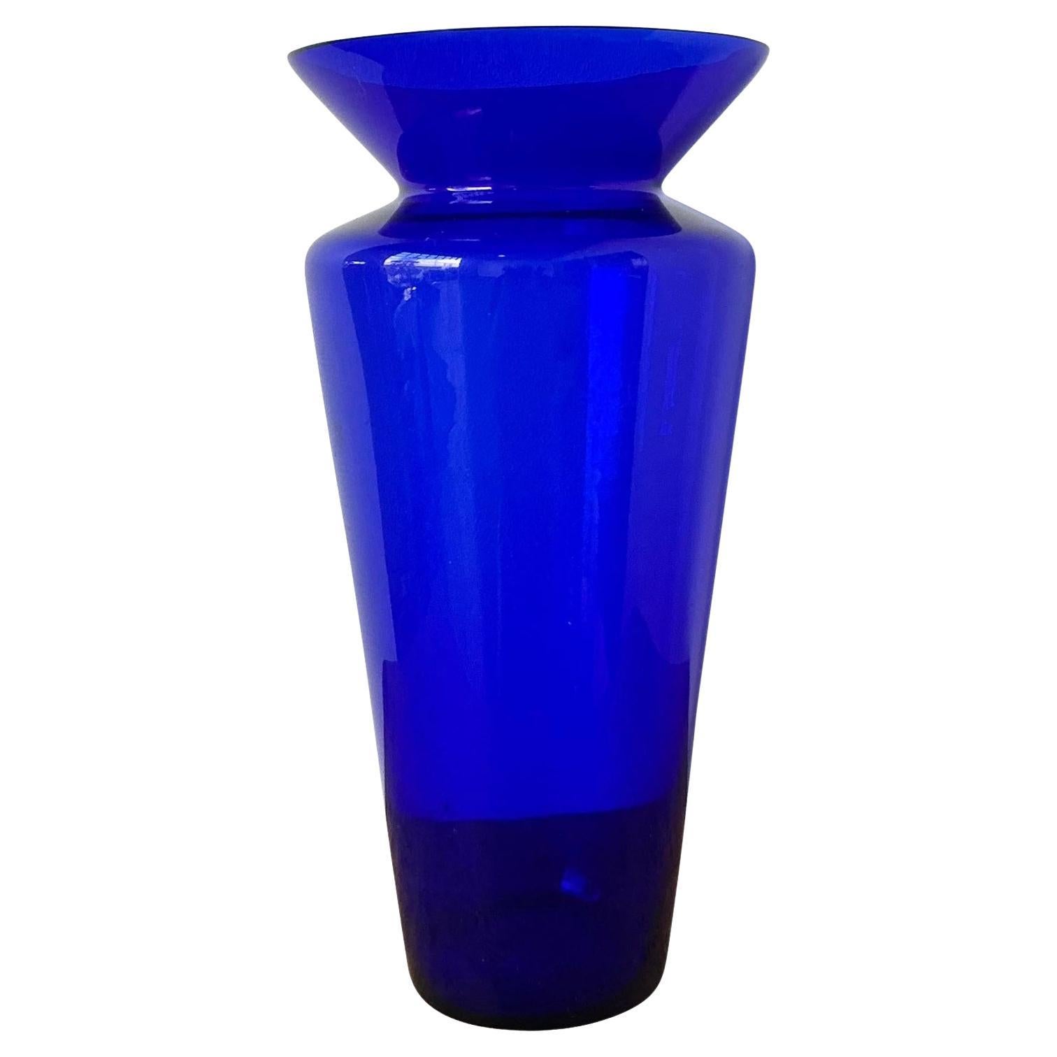 Vintage Boho Monumental Cobalt Glass Vase