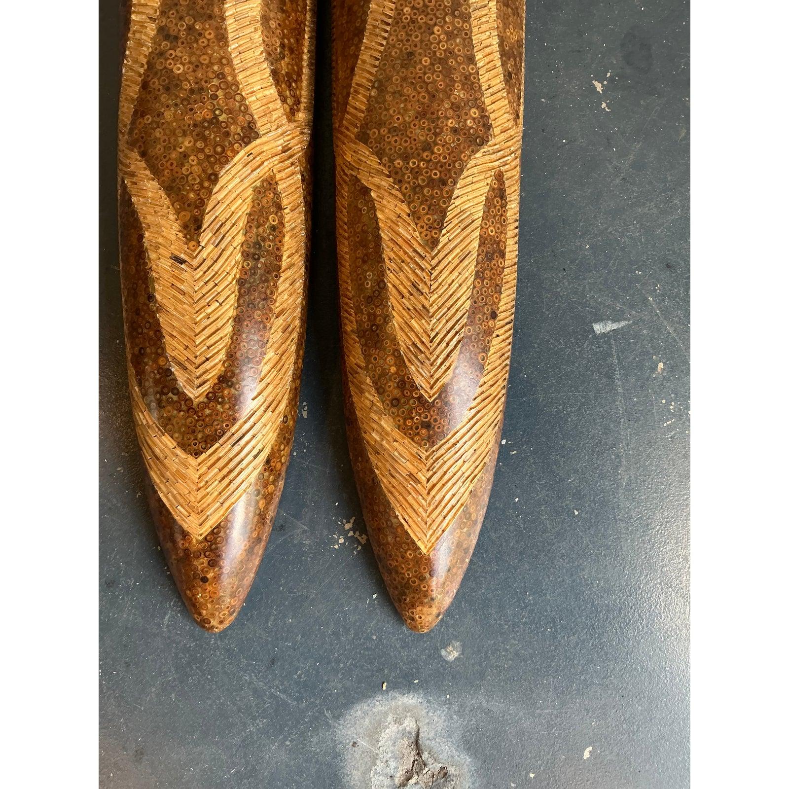 Organique Paire d'appliques monumentales vintage Boho en forme de coquille de noix de coco en vente