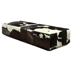 Vintage Boho Monumental Custom Cowhide Ottoman