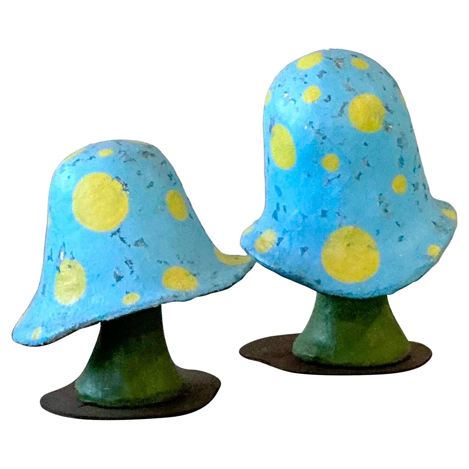 Vintage Boho Monumental Fiberglass Mushrooms - Set of 2