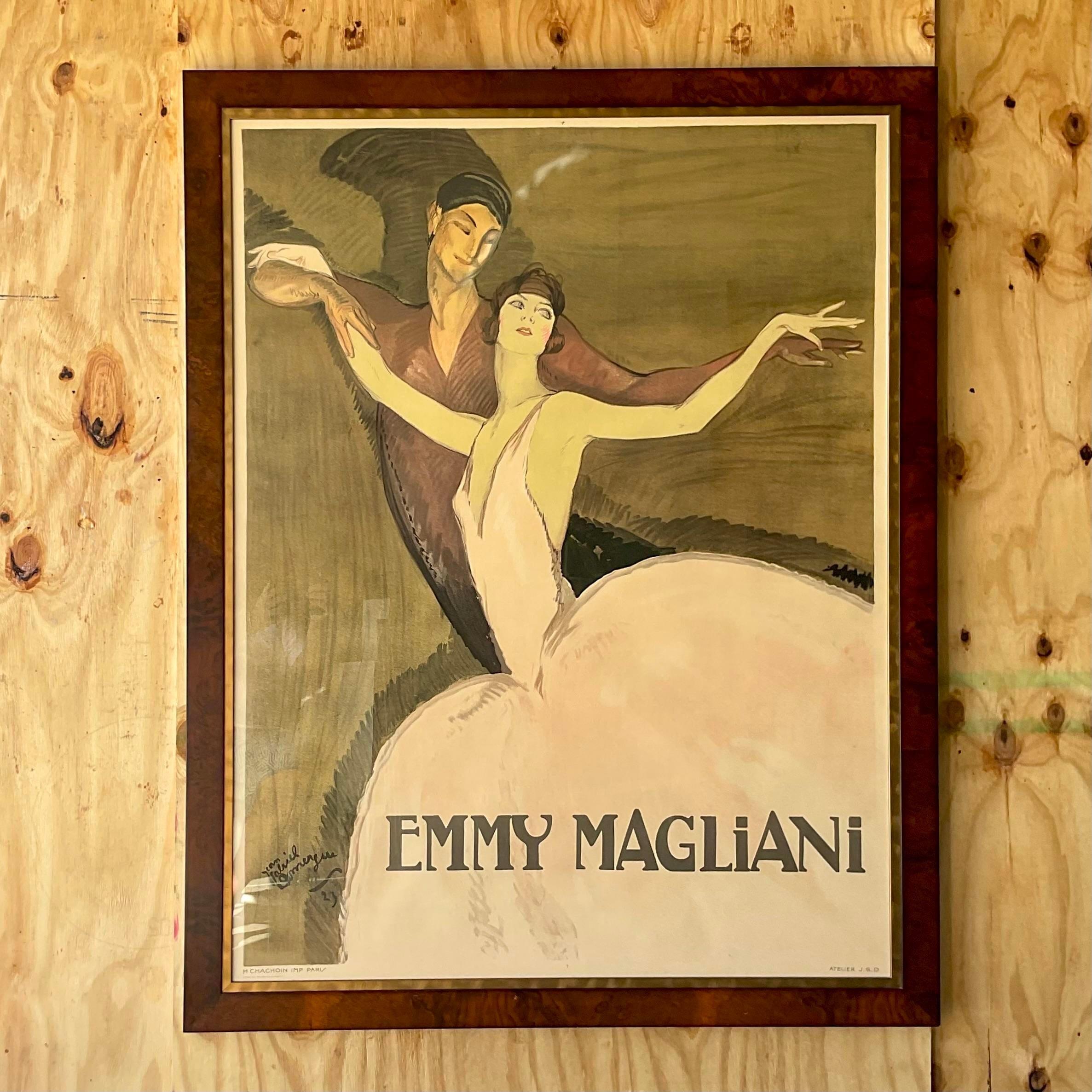 Vintage Boho Monumental French “Emmy Magliani” Ballet Advertisement Poster In Good Condition For Sale In west palm beach, FL