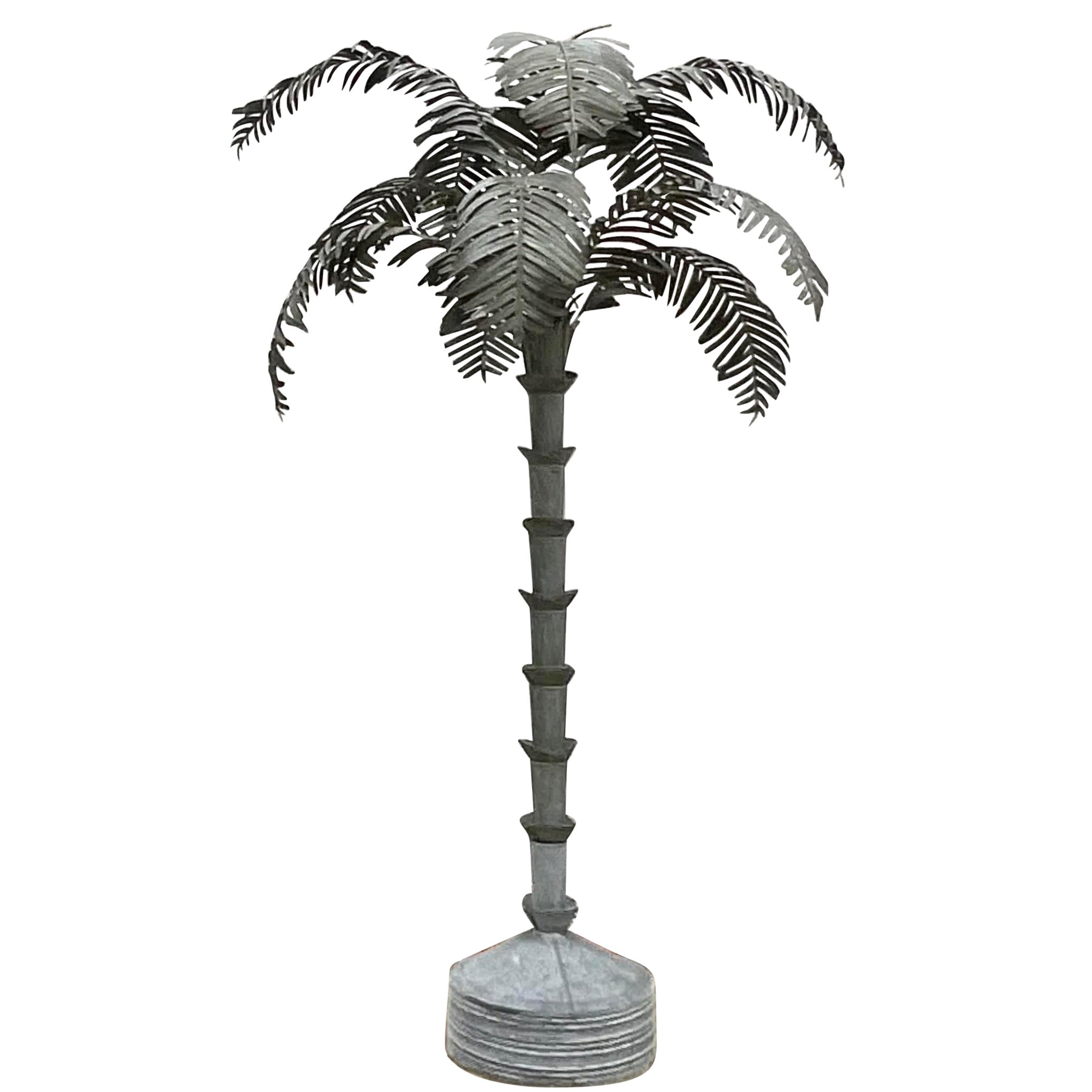 Vintage Boho Monumental Galvanized Steel Palm Tree