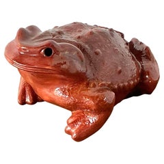 Rana monumentale vintage in ceramica smaltata Boho